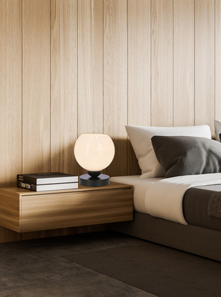 TABLE CALDERA BLACK 1X60W E27 WHITE LAMPSHADE