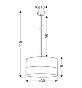 Lampa suspendata Bianco alb 1x40w e27 alb + abajur nuc
