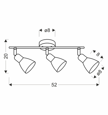 Lampa sufitowa Amcos listwa ze szklanymi kloszami 3-punktowa do salonu