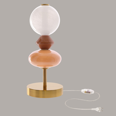 FLORES table lamp brass brown 10W LED 3000K white shade