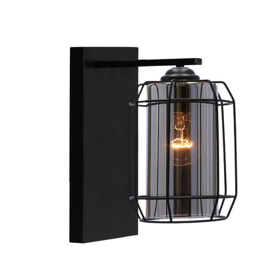 Jonera lamp applique noire P25 1X40 E27 abat-jour fumé 21-08411