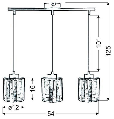 Hanging ceiling lamp chrome glass 3x60W Cox Candellux 33-53886