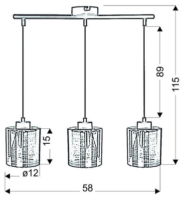 Chrom-Hängelampe mit Glasschirm 3D 3x40W Nocturno Candellux 33-57709
