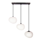Pendant lamp STONES Japandi style elongated with 20 cm stone shape acrylic shades minimalist lamp over table 3x E27