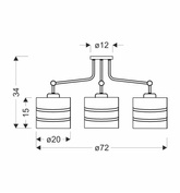 Plafoniera neagra 3xE27 alb + abajur auriu Andy 33-00514