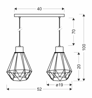Lampe suspendue bande noire et dorée 2 Primo 32-00224