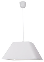 Lampa wisząca z abażurem Robin biała tkaninowa pojedyncza do salonu