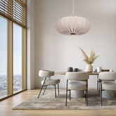 Hanging lamp CAFEE Scandinavian with beige frappe shade 66 cm modern ceiling lighting for living room and dining room E27