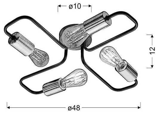 Lampa sufitowa 4xE27 48cm czarna HERPE 34-66923