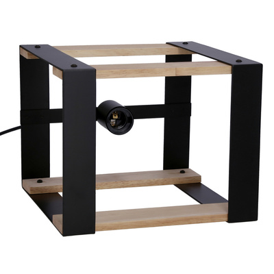 Hängelampe aus schwarzem Metall + Holz 40W E27 Varna 31-78513