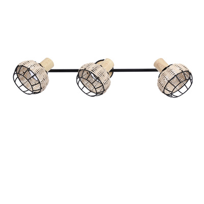 Plafoniera Tajga neagra + banda lemn 3x40w e14 negru + abajur lemn