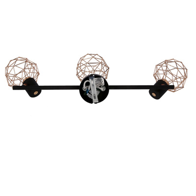 Lampa de perete cu banda tripla abajur negru cupru Acrobat 93-22219