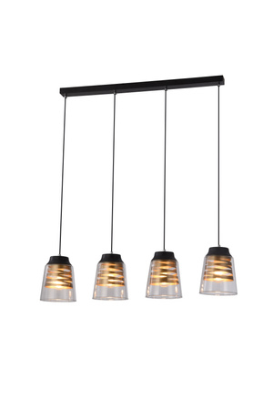 Suspension verre noir et or 4xE27 Fresno