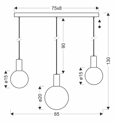 Lampa wisząca Testa beżowa klosze kule nad stół do jadalni 3xG9