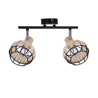 Tajga ceiling lamp black + wooden strip 2x40w e14 black + wooden lampshade