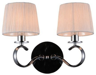 Applique double chrome avec abat-jour en tissu blanc Clara Candellux 22-21564