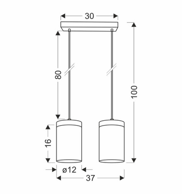 Wels lampa wisząca 2X40 czarny+drewniany klosz dymiony 32-21991