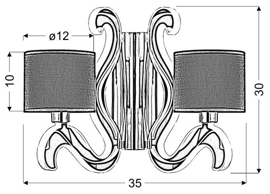 Kinkiet podwójny miedziany E14 święcące ramię LED Ambrosia Candellux 22-33529