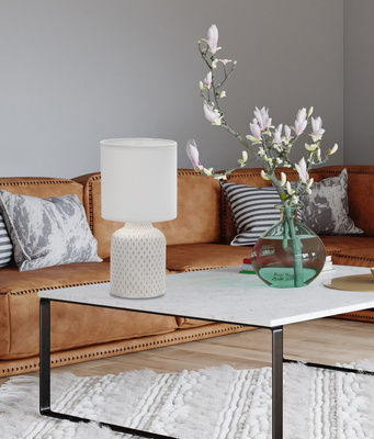 Tischlampe aus weißer Keramik für den Nachttisch Iner Candellux 41-79848