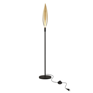 Nordic glass floor lamp with amber shade black metal standing
