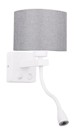 White/grey wall lamp with LED reading lamp Polo Candellux 21-75383