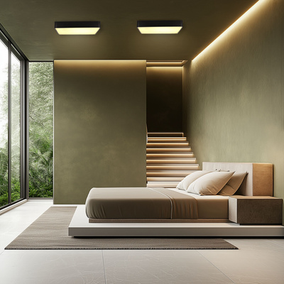 LED ceiling light QUATTRO gold square with glass shade elegant ceiling lamp for hallway and bathroom