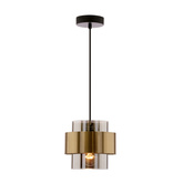 Suspension Spiega noir+laiton 1x60w e27 abat-jour fumé