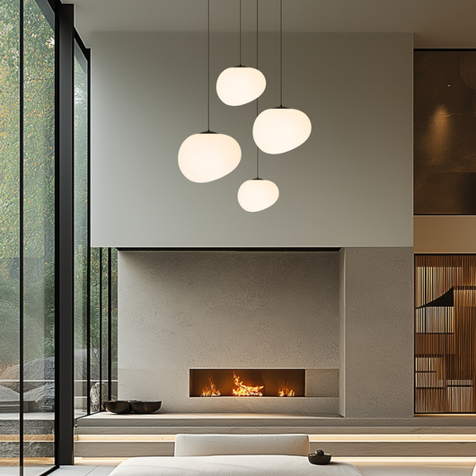 STONES pendant lamp black 30cm 1x40W E27 shade white 31-35141