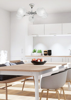 Elegant, modern five-arm chrome ceiling lamp with white Candellux Raul 35-72269