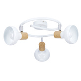 Plafoniera spirala metal alb + lemn 3E14 Puerto Candellux 98-62697