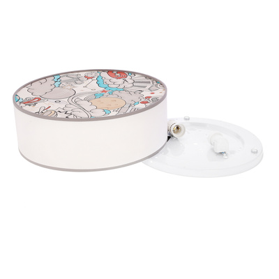 KIDDY lampa sufitowa 38 cm biały 2x40W E27 abażur biały z szarą oblamówką