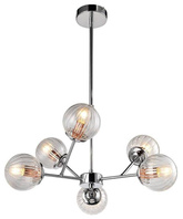 Hanging lamp chrome glass shades 6x40W Best Candellux 36-67272