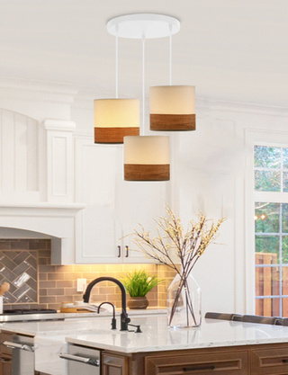 Bianco pendant lamp white plate 3x40w e27 lampshade white + walnut