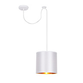 Lampa wisząca z abażurem Atlanta biała tkaninowy abażur do salonu