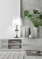 lampa de masa prima cromata 1x60w E27 cu abajur argintiu