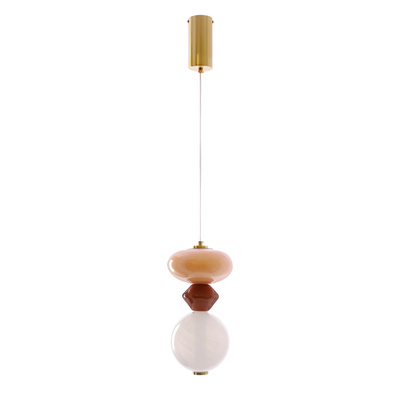 FLORES pendant lamp brass brown orange 10W LED 3000K white shade