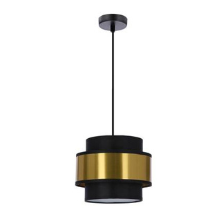 Lampa wisząca z abażurem Prestige nowoczesna czarna ze złotym do salonu