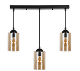 Hanging lamp black / brown strip 3xE27 Bistro 33-00545