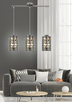 Lampa suspendata cromata cu abajur din sticla 3D 3x40W Nocturno Candellux 33-57709