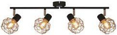 Ceiling wall lamp black and gold strip 4x40W E14 Acrobat 94-66657