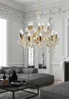 Gold chandelier with crystals 15xE14 Maria Teresa 30-95810