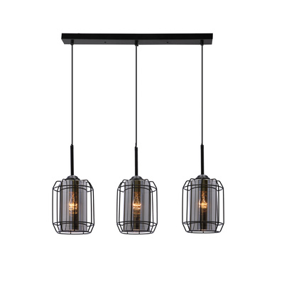Jonera lampa wisząca czarny 3x40 E27 klosz dymiony 33-08435