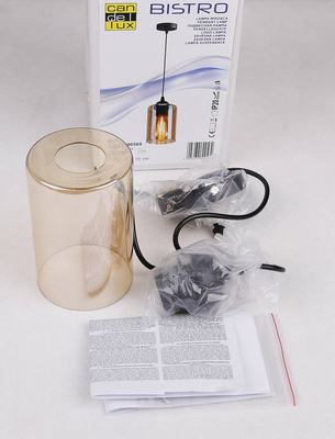 Lampa suspendata 1xE27 sticla neagra/maro Bistro 31-00569