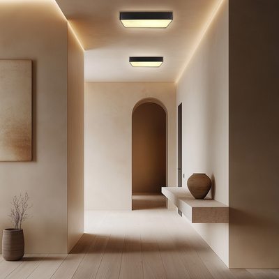 Quattro Ceiling Lamp Square Black 35x35 18W LED 4000K White Shade 10-31952