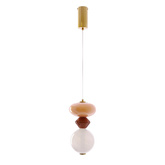 FLORES pendant lamp brass brown orange 10W LED 3000K white shade