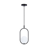 Lampa wisząca CORDEL elegancka - czarna z białym kloszem kulką - nowoczesne oświetlenie salonu i łazienki 1x G9 LED