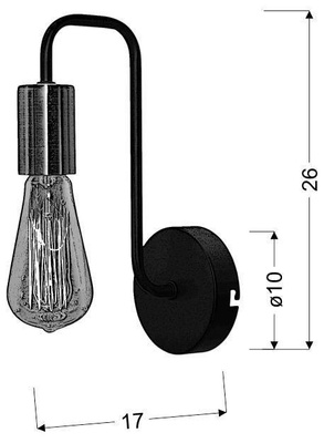 Aplică de perete, metal negru, suport de perete simplu Herpe Candellux 21-66855