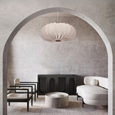 Hanging lamp CAFEE Scandinavian with beige frappe shade 66 cm modern ceiling lighting for living room and dining room E27