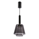 Hanging lamp Bueno glass black with smoked shade for living room