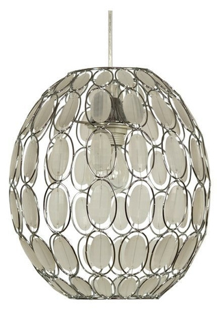 Lampa wisząca Selma biała z kryształkami metalowa pojedyncza do jadalni